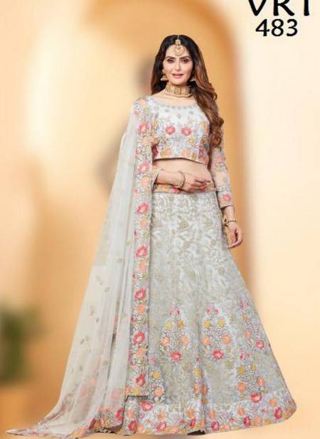 Light Gray Colour VRT WARM Designer Heavy Latest Wedding Wear Fancy Work Net Lehenga Choli Collection 483